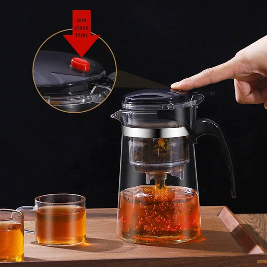 Heat Resistant Glass Teapot One-click filtering