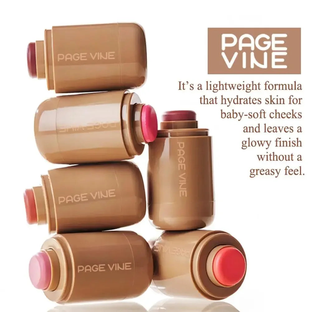 PAGE VINE Pocket Blush Stick 6 Color Lip And Cheek Hydrating Stick Highlights To Brighten Natural Hydrating Muscles